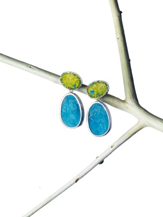 Miranda Sharpe turquoise & yellow enamel earrings